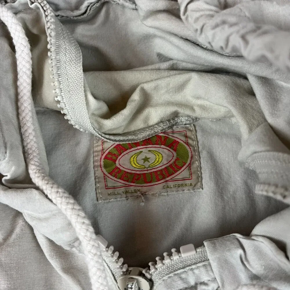 Vtg 80's Banana Republic Safari Vest Hooded Beige Photography Travel Men's XL*